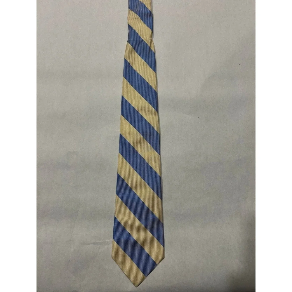 J. Press Necktie Mens One Size Blue Yellow Striped Silk Designer Classic‎ Repp